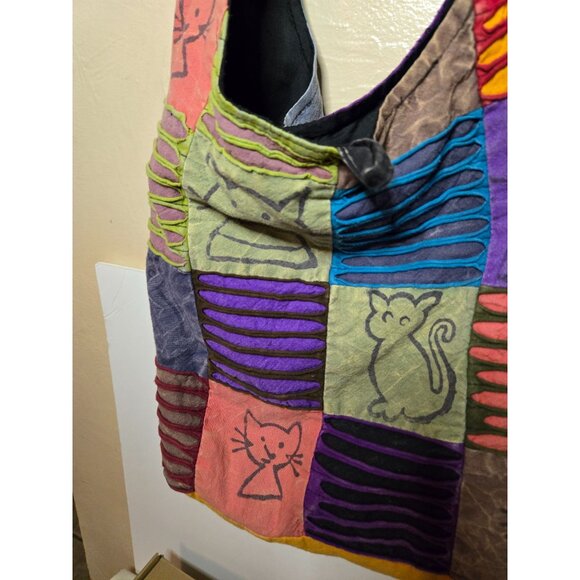 Greater Good Network Batik Cat Print Hobo Bag Feline Hermitage - Picture 3 of 3